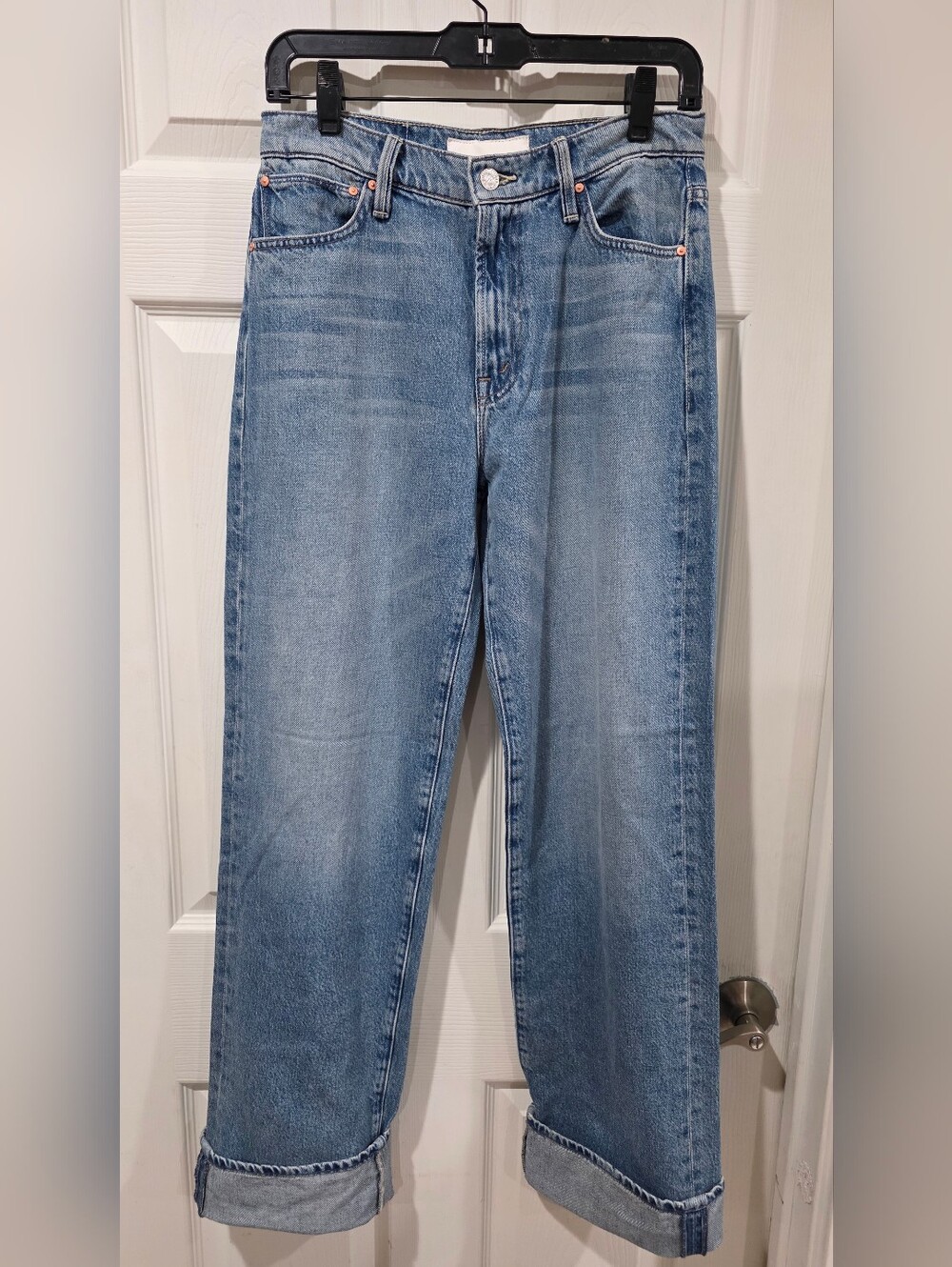 New Mother Dodger Skimp High Waist Cuffed Hem Wide Leg Jeans - Picture 2 of 7